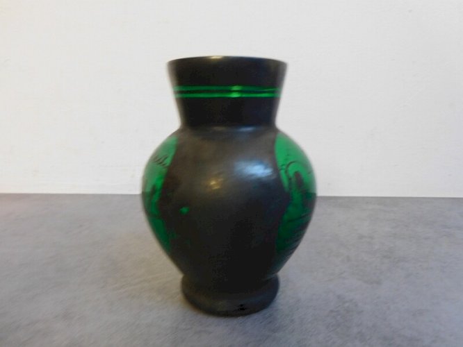 VASE SAINT GRAAL EN VERRE VERT DECOR D'ARGENT VAZZOLI N°2