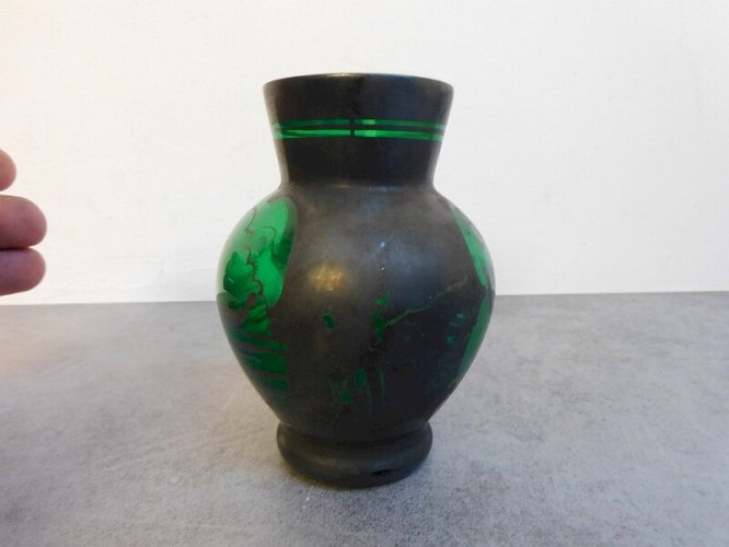 VASE SAINT GRAAL EN VERRE VERT DECOR D'ARGENT VAZZOLI N°2
