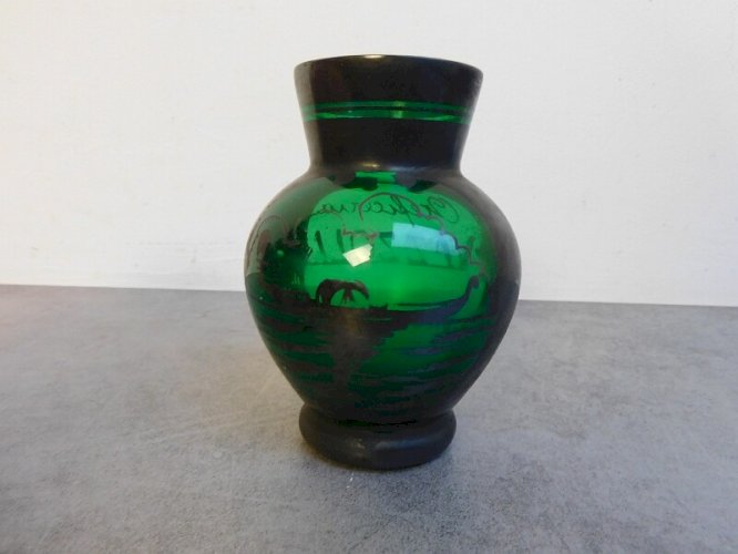 VASE SAINT GRAAL EN VERRE VERT DECOR D'ARGENT VAZZOLI N°2