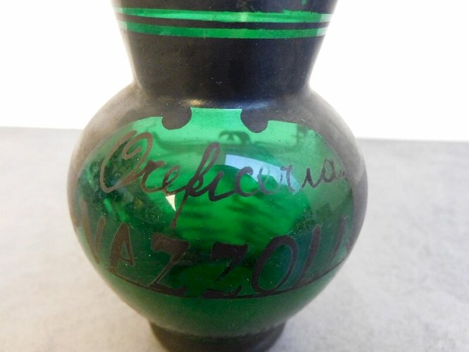 VASE SAINT GRAAL EN VERRE VERT DECOR D'ARGENT VAZZOLI N°2