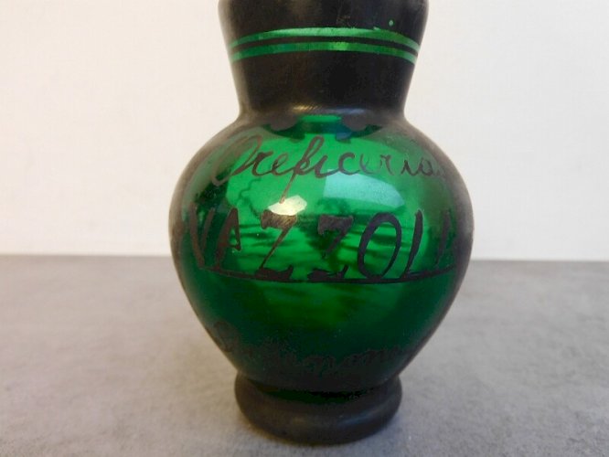 VASE SAINT GRAAL EN VERRE VERT DECOR D'ARGENT VAZZOLI N°2