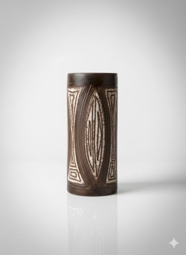 Vase signé Alexandre Kostanda, céramique de Vallauris, années 60, vase rouleau.