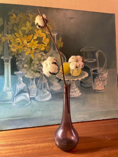 Vase soliflore Biot verre bullé vintage