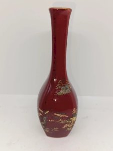 vase soliflore bordeaux dorigine asiatique à decor floral en bon etat