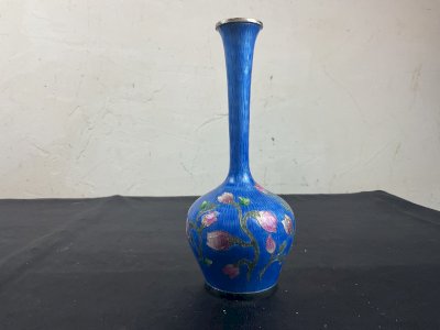Vase soliflore en argent Cloisonnés Asie  XIXéme .