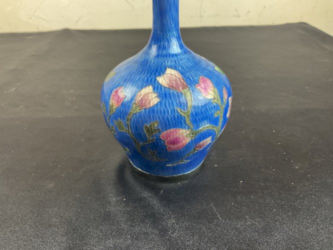 Vase soliflore en argent Cloisonnés Asie  XIXéme .
