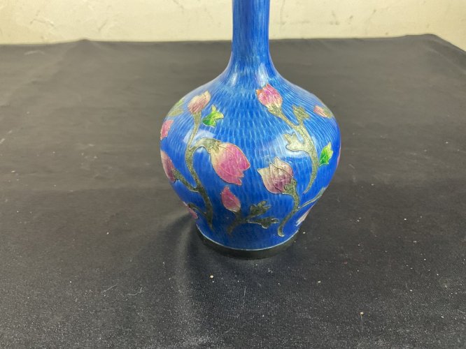 Vase soliflore en argent Cloisonnés Asie  XIXéme .