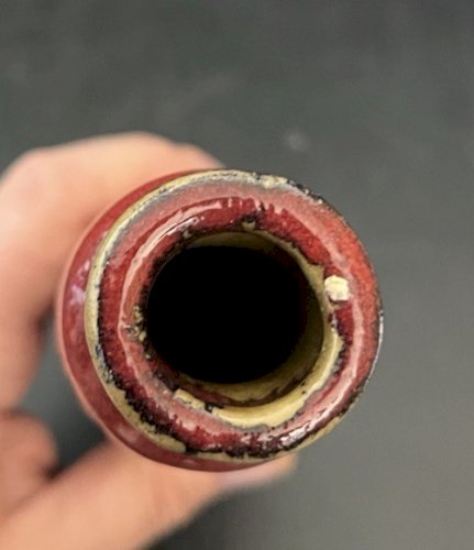 Vase soliflore en  grés  design vintage rouge artisanat potier