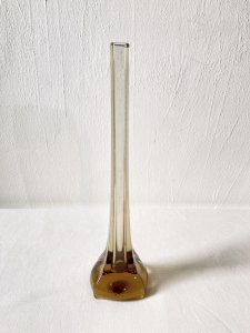 Amber glass bud vase, four-lobed base, 1960s-1970s