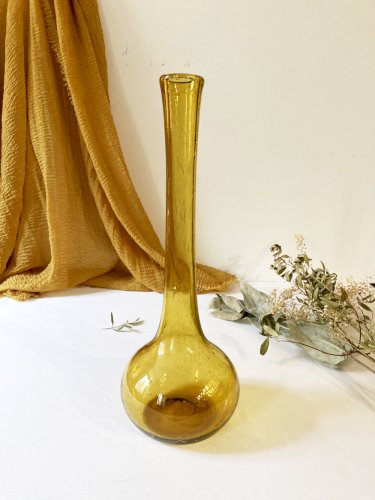 Vase soliflore en verre bullé de Biot, années 1950