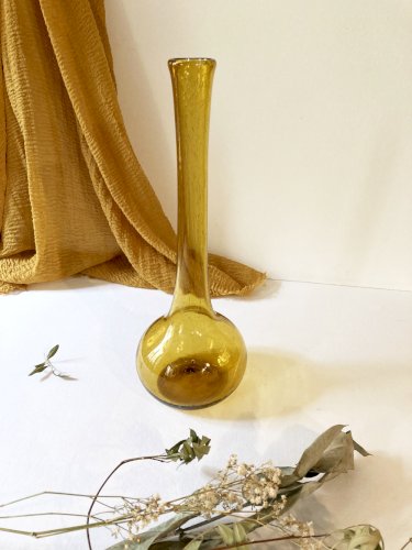 Vase soliflore en verre bullé de Biot, années 1950