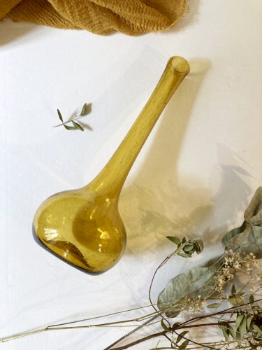 Vase soliflore en verre bullé de Biot, années 1950