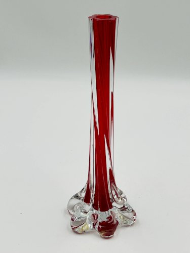 Vase soliflore en verre rouge style Sommerso Murano