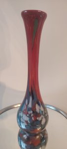 "Spatter Glass" blown glass bud vase from the 60s - 70s