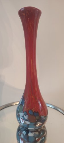 Vase Soliflore en Verre Soufflé "Spatter Glass" années 60 -70