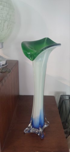 Vase Soliflore "Incamiciato" Verre Soufflé italien.