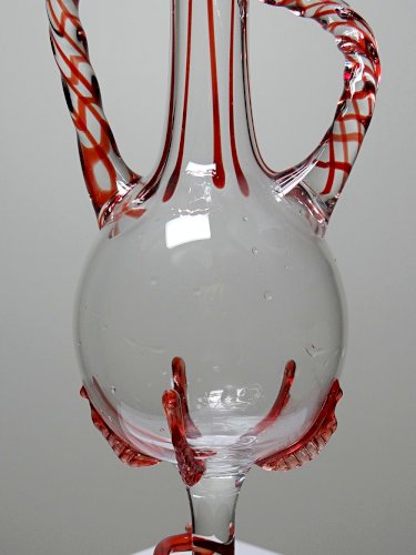 Vase soliflore verre soufflé Vénitien Murano vintage 50-60 Filigrana/Zanfirico
