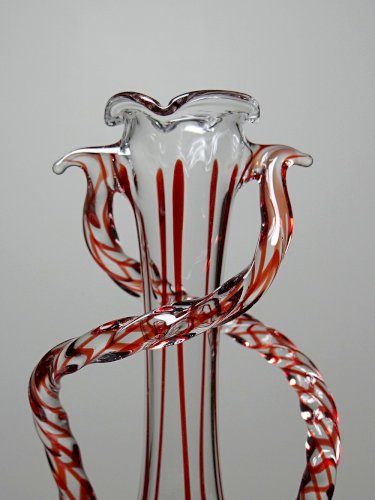 Vase soliflore verre soufflé Vénitien Murano vintage 50-60 Filigrana/Zanfirico
