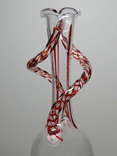 Vase soliflore verre soufflé Vénitien Murano vintage 50-60 Filigrana/Zanfirico