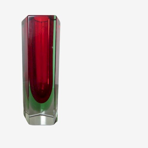 VASE SOMMERSO MURANO DESIGN DE LUIGI MANDRUZZATO ROUGE VERT ET TRANSPARENT 1960
