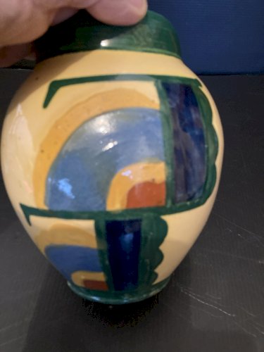 vase style Art Déco faience emaillée décor géometrique design