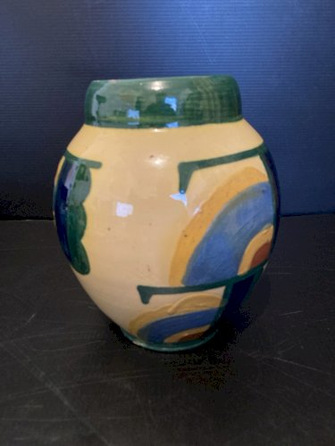 vase style Art Déco faience emaillée décor géometrique design