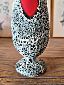 Vase Vallauris Fat Lava style, red, black, and green color.