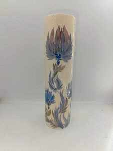 vase tube breton signé Youen à decor floral en bon etat