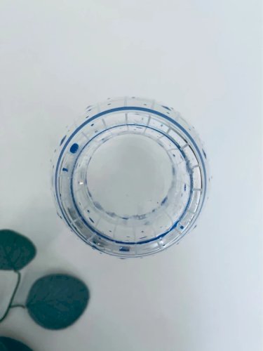 Vase Tulipe Vintage 70s Verre Décor Pois Bleus et Rayures