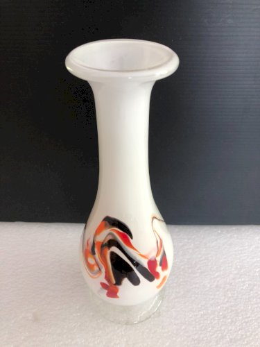 Vase tuliper soliflore en verre  blanc  moderne  pâte de verre design artisanat