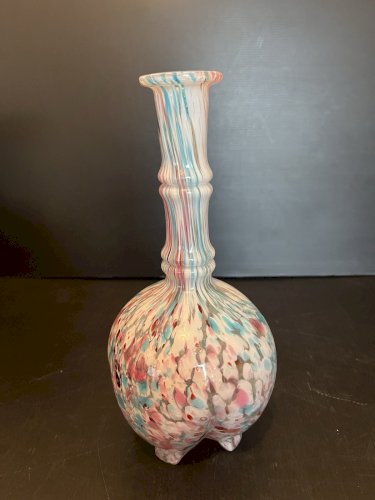 Vase  verre Clichy ? moucheté ancien verre soufflé artisanat verrerie