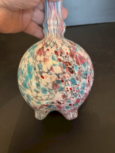 Vase  verre Clichy ? moucheté ancien verre soufflé artisanat verrerie