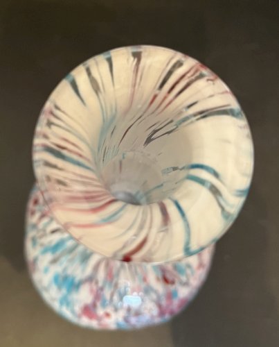 Vase  verre Clichy ? moucheté ancien verre soufflé artisanat verrerie