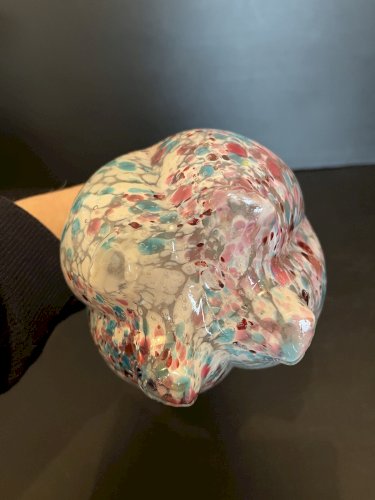 Vase  verre Clichy ? moucheté ancien verre soufflé artisanat verrerie