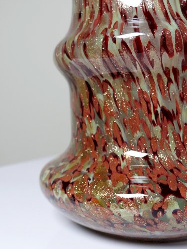 Vase verre moucheté aventurine inclusions de cuivre art déco style Legras