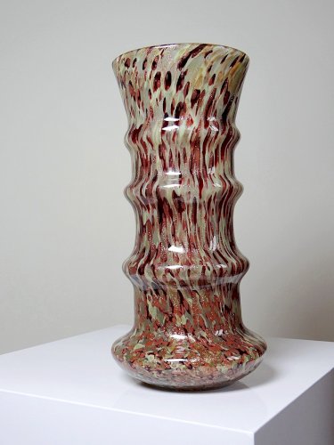 Vase verre moucheté aventurine inclusions de cuivre art déco style Legras