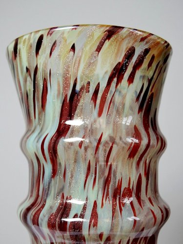 Vase verre moucheté aventurine inclusions de cuivre art déco style Legras