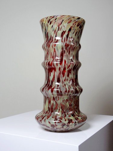 Vase verre moucheté aventurine inclusions de cuivre art déco style Legras