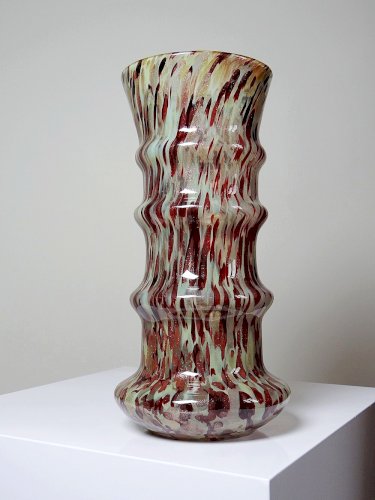 Vase verre moucheté aventurine inclusions de cuivre art déco style Legras