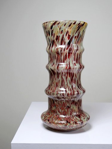 Vase verre moucheté aventurine inclusions de cuivre art déco style Legras