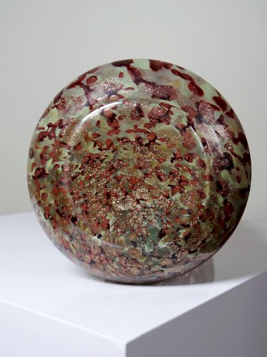 Vase verre moucheté aventurine inclusions de cuivre art déco style Legras