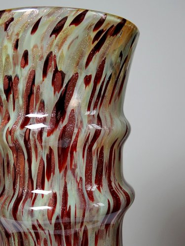 Vase verre moucheté aventurine inclusions de cuivre art déco style Legras