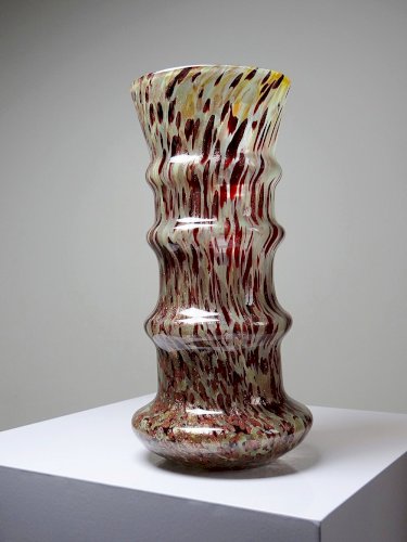 Vase verre moucheté aventurine inclusions de cuivre art déco style Legras