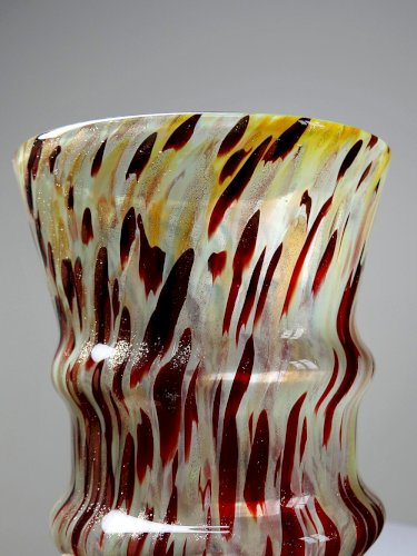 Vase verre moucheté aventurine inclusions de cuivre art déco style Legras
