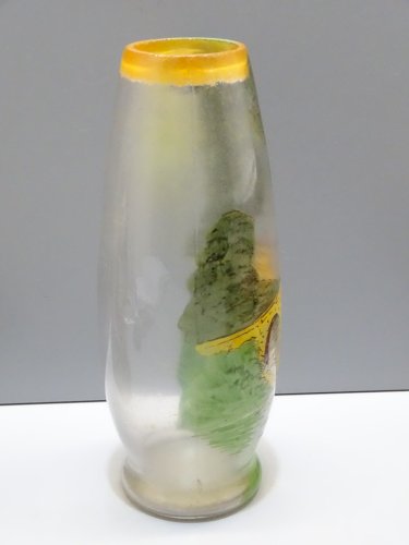 -VASE VERRE Moulé signé JEM & marqué déposé PAYSAGE LACUSTRE COLLECTION     D