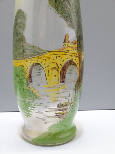 -VASE VERRE Moulé signé JEM & marqué déposé PAYSAGE LACUSTRE COLLECTION     D