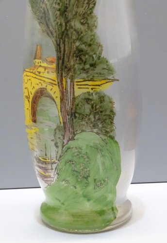 -VASE VERRE Moulé signé JEM & marqué déposé PAYSAGE LACUSTRE COLLECTION     D
