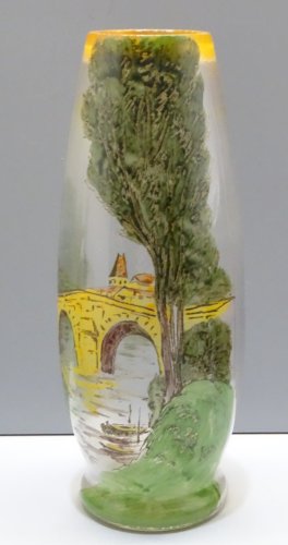 -VASE VERRE Moulé signé JEM & marqué déposé PAYSAGE LACUSTRE COLLECTION     D