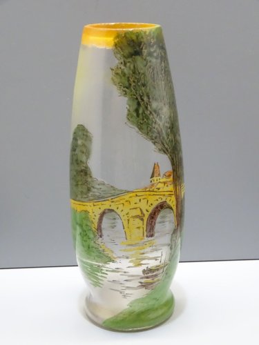 -VASE VERRE Moulé signé JEM & marqué déposé PAYSAGE LACUSTRE COLLECTION     D