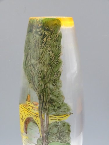 -VASE VERRE Moulé signé JEM & marqué déposé PAYSAGE LACUSTRE COLLECTION     D